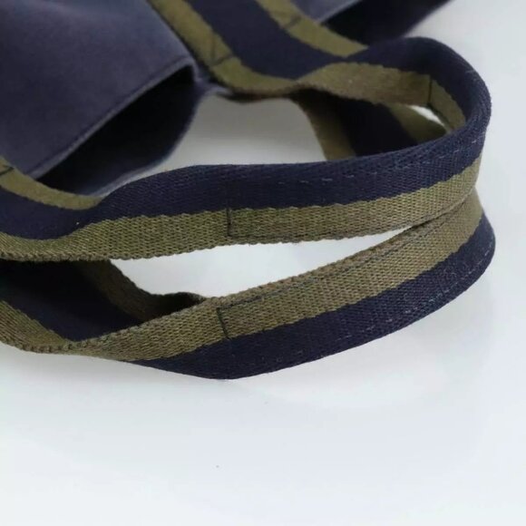 HERMES Fourre Tout Cabas Tote Bag Canvas Navy Khaki Auth ti2566 - Picture 7 of 15